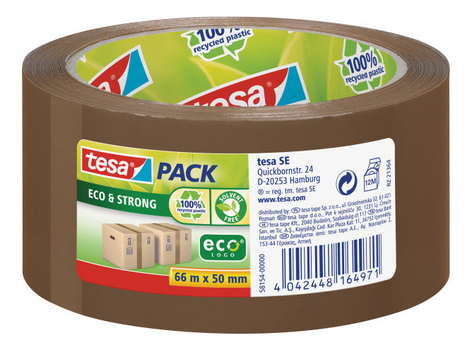 tesa – Verpackungsband, PP, 50 mm × 66 m, braun, 58155-00000, 1 Stück