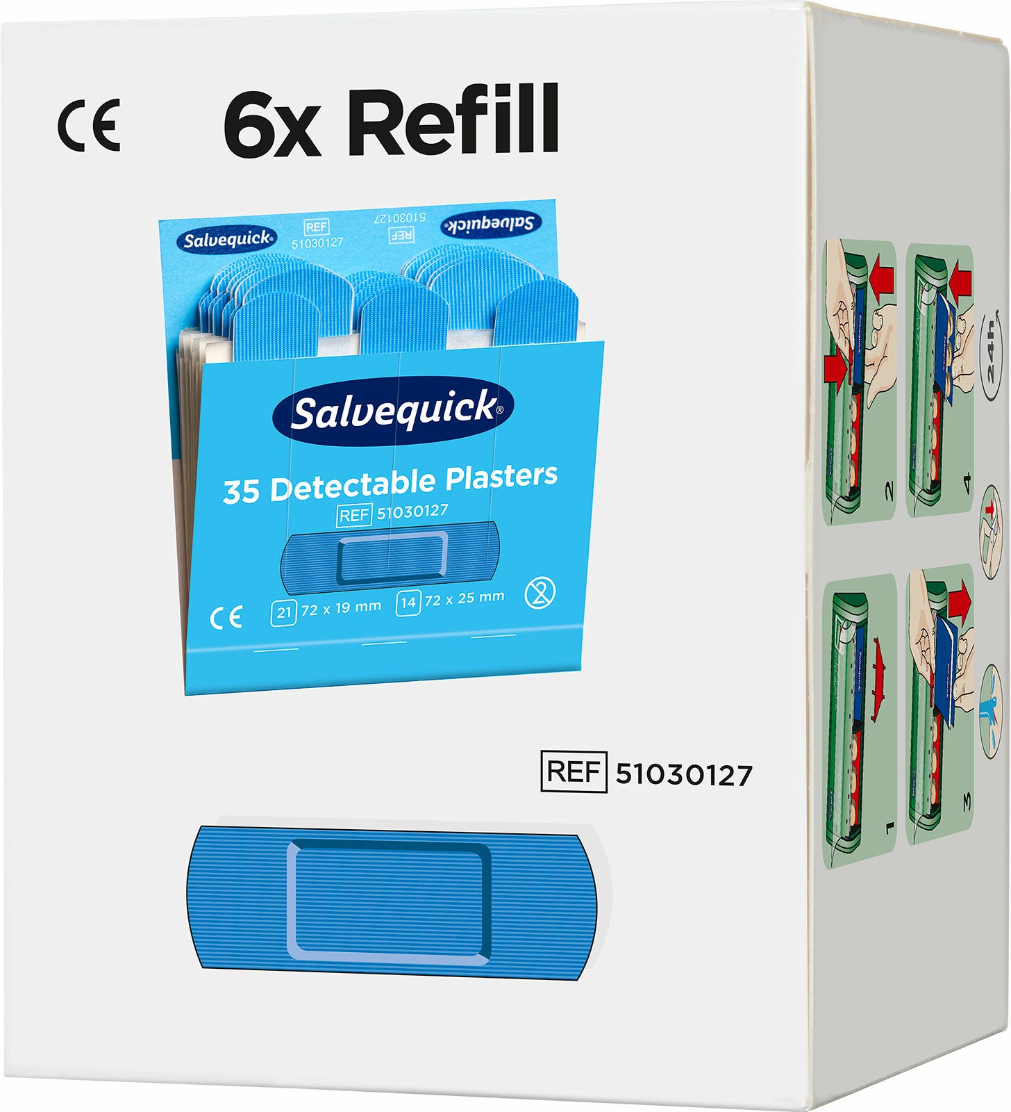 Cederroth Nachfüllpackung für detektierbare Pflaster – 35 Stück, für Salvequick Spender, 72 × 19 mm, 72 × 25 mm