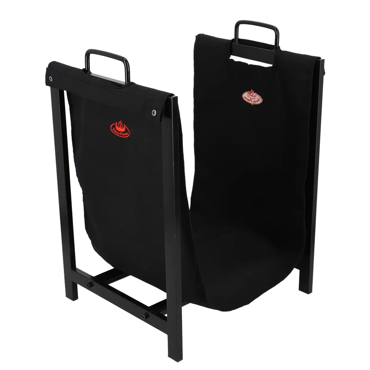 Esschert Design FF575 Aufbewahrungskorb – Stahl/Canvas – Schwarz – für Brennholz-Kamin – 380 × 610 × 380 mm