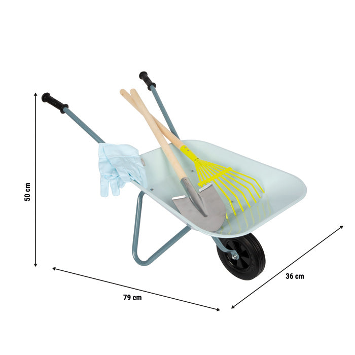 Small foot Gartenwerkzeug-Set – 4-teilig – 36×44×79 cm – ab 3 Jahren – Metall/Kunststoff/Holz, hellblau