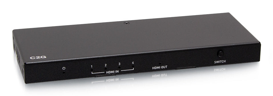 C2G41604 – HDMI Switch, 4× HDMI In / 1× HDMI Out, 4K@60 Hz, HDR, HDCP 2.2, RS‑232, IR, Schwarz
