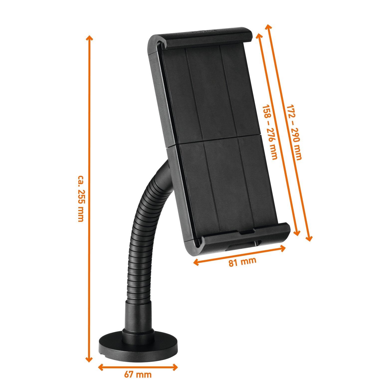 Durable Tablet-Tischhalterung – 7–12,9", 360° drehbar, abschliessbar – Schwarz