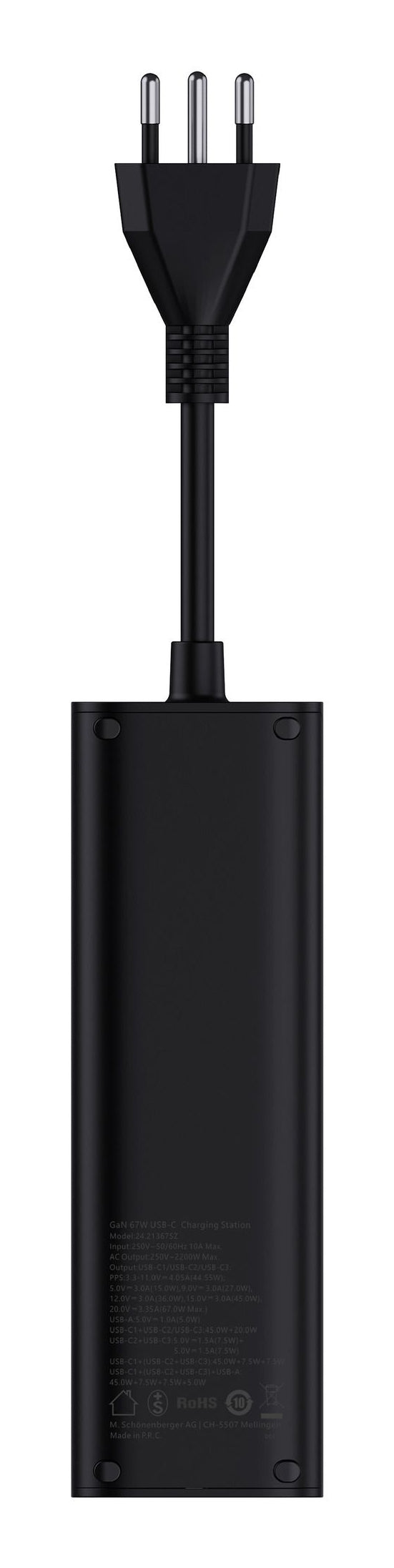 M. Schönenberger Schnellladestation 2xT13 3xUSB-C 1xUSB – Power Delivery 3.0, Schwarz