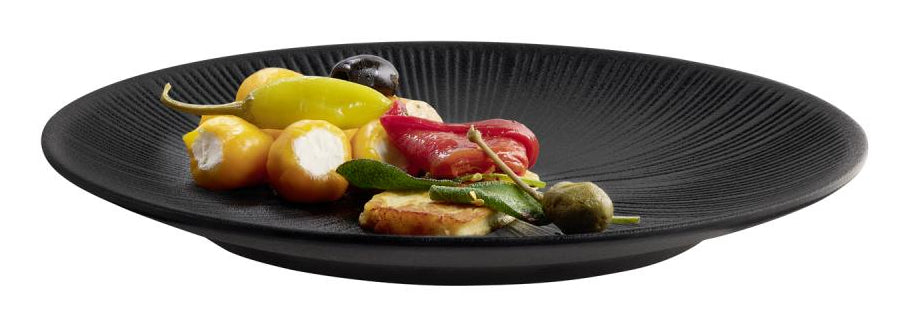 APS-Germany APS Servierplatte NERO – Ø 29 cm, Melamin, Schwarz, spülmaschinenfest
