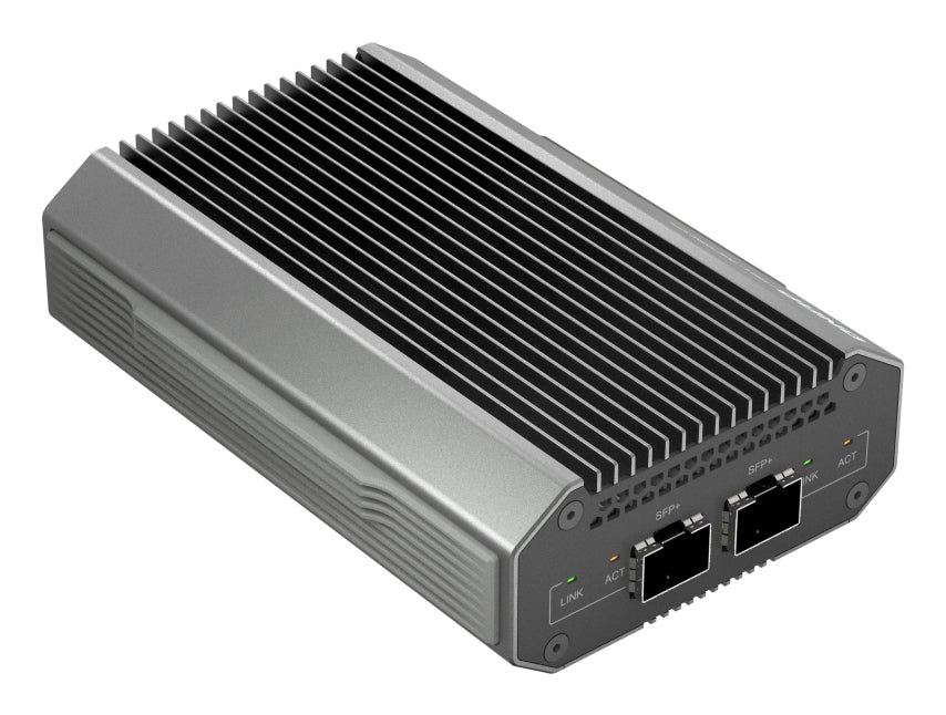 QNAP QNA-UC10G2SF – USB4 Type-C zu 2× 10G SFP+ Adapter – für Windows, Mac, Linux