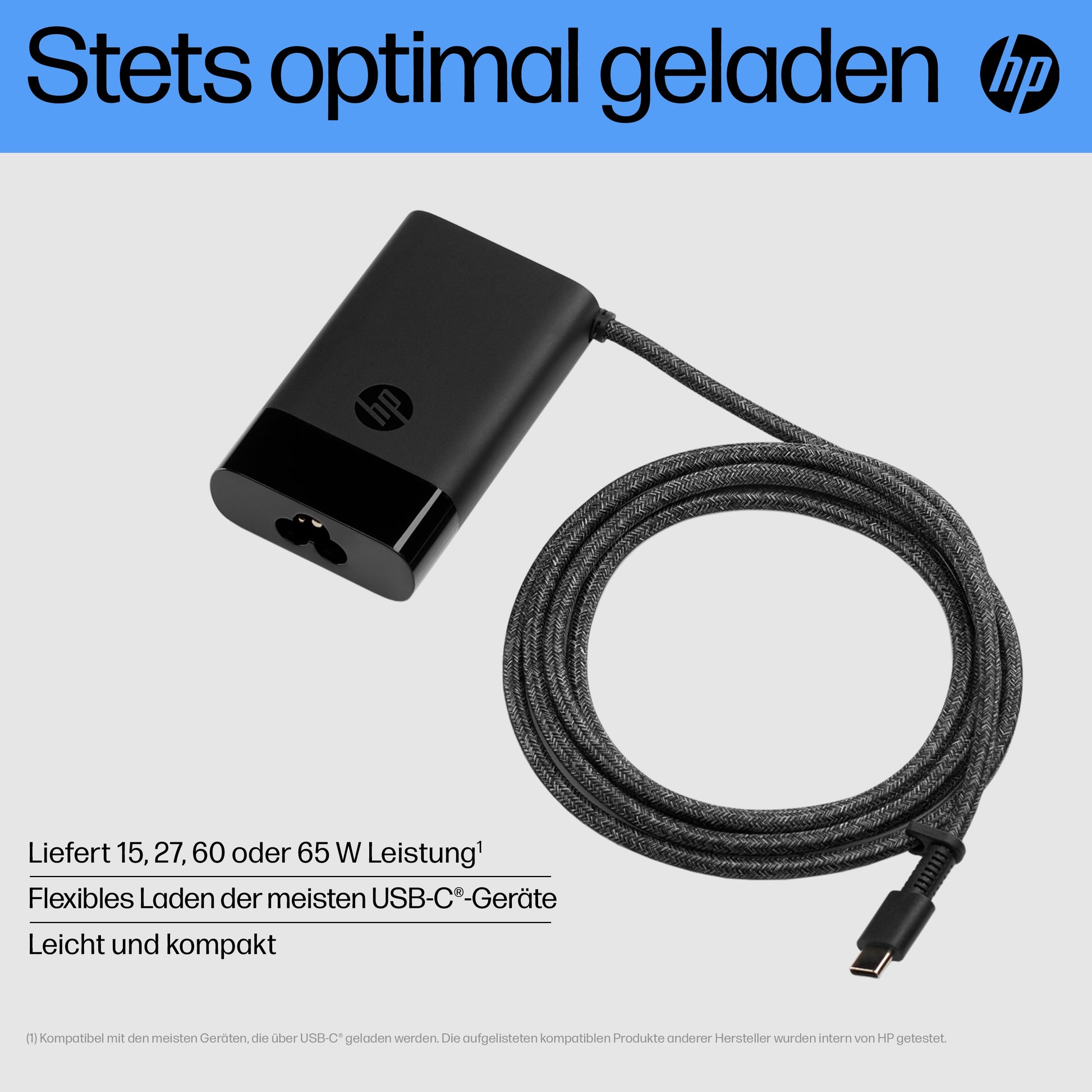 HP USB-Ladegerät 65 W – USB-C×1 – schwarz