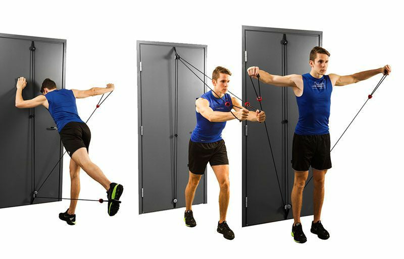 Gymstick Multigriff Klimmzugstange, 200 cm – Schwarz/Rot, Nylon/Polypropylen/TPR