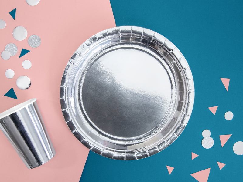 PartyDeco Becher, Papier/Karton – 2,2 dl, Silber – 6 Stk.