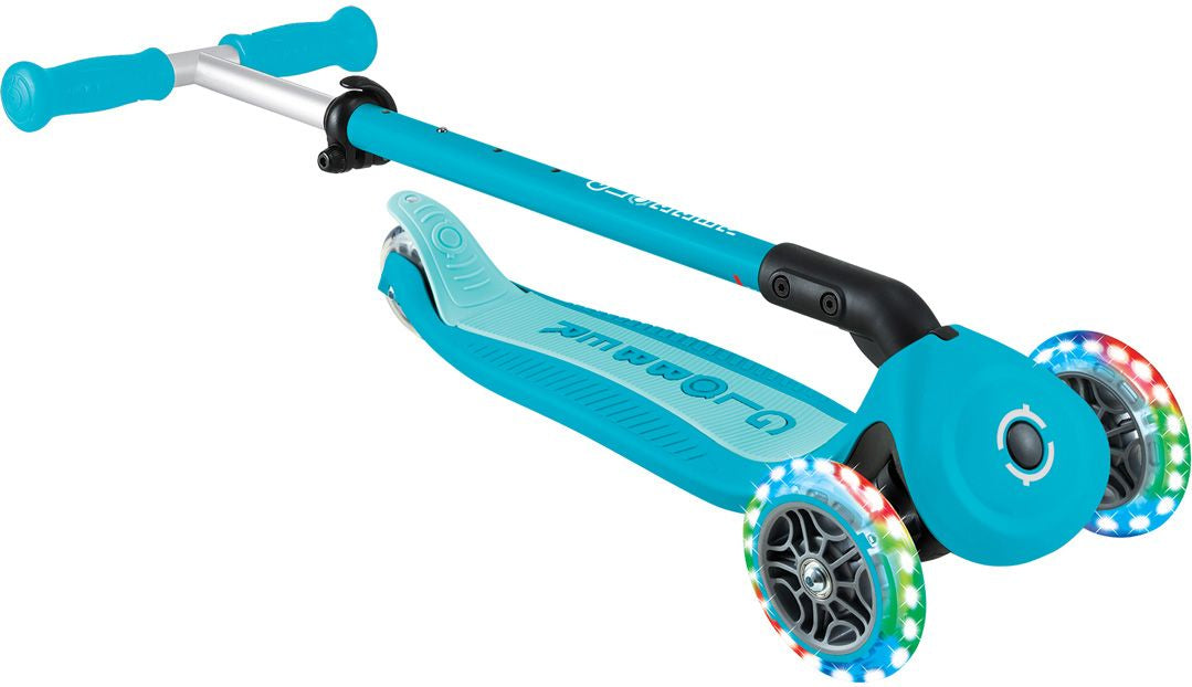 Globber GO UP Dreiradroller – 4 Räder, höhenverstellbar, faltbar – belastbar 20 kg – ab 1 Jahr – Aqua