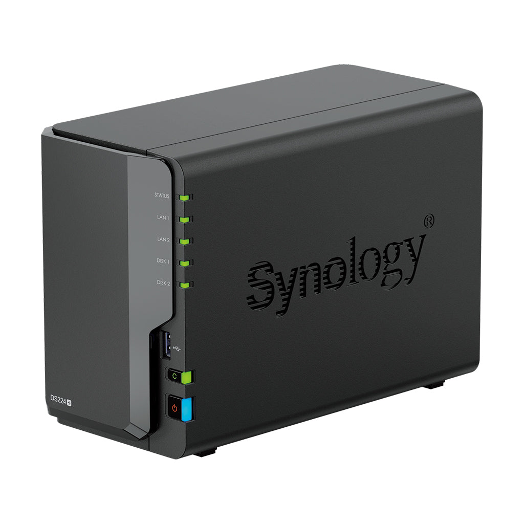 Synology DS224+ – 2-Bay Desktop NAS – Intel Celeron J4125, 2 GB RAM, für 2,5"/3,5" HDD/SSD, SATA