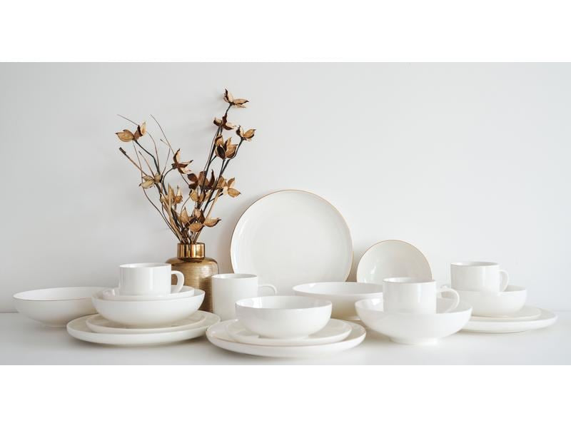 Furber. Furber Geschirrset – 20-teiliges Set, Ø 26,5 cm, Knochenporzellan, Weiss, spülmaschinenfest, mikrowellengeeignet