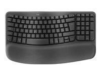 Logitech Wave Keys Ergonomisch – Tastatur, Kabellos (Bluetooth/2,4 GHz), CH-Layout (DE-CH), Ergonomisch, Grau