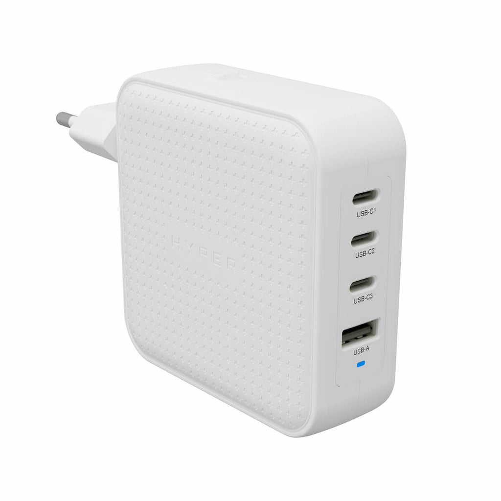 HYPER Ladegerät – 100 W, 3× USB-C + 1× USB-A, PD, PPS, QC, GaN – für Laptop, Smartphone, Tablets