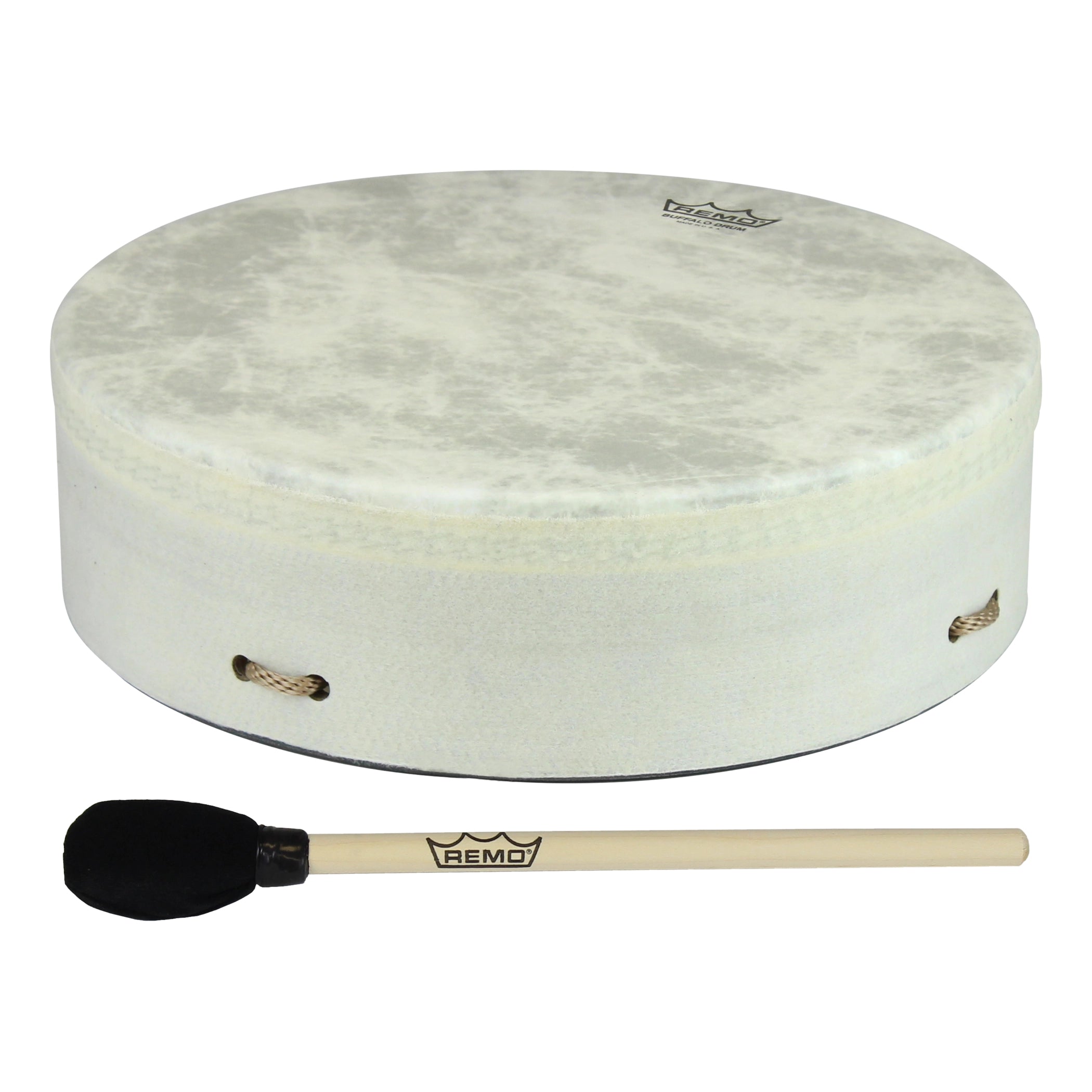 REMO Buffalo Trommel – Ø 30,5 cm – weiss, mit Drum-Sticks