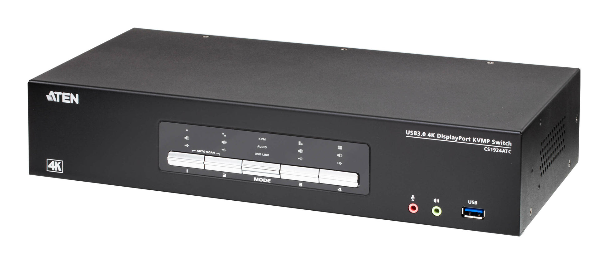 ATEN CS1924ATC – KVM-Switch – 4-Port, DP – 4096 × 2160 @ 60 Hz, Audio, für ATC