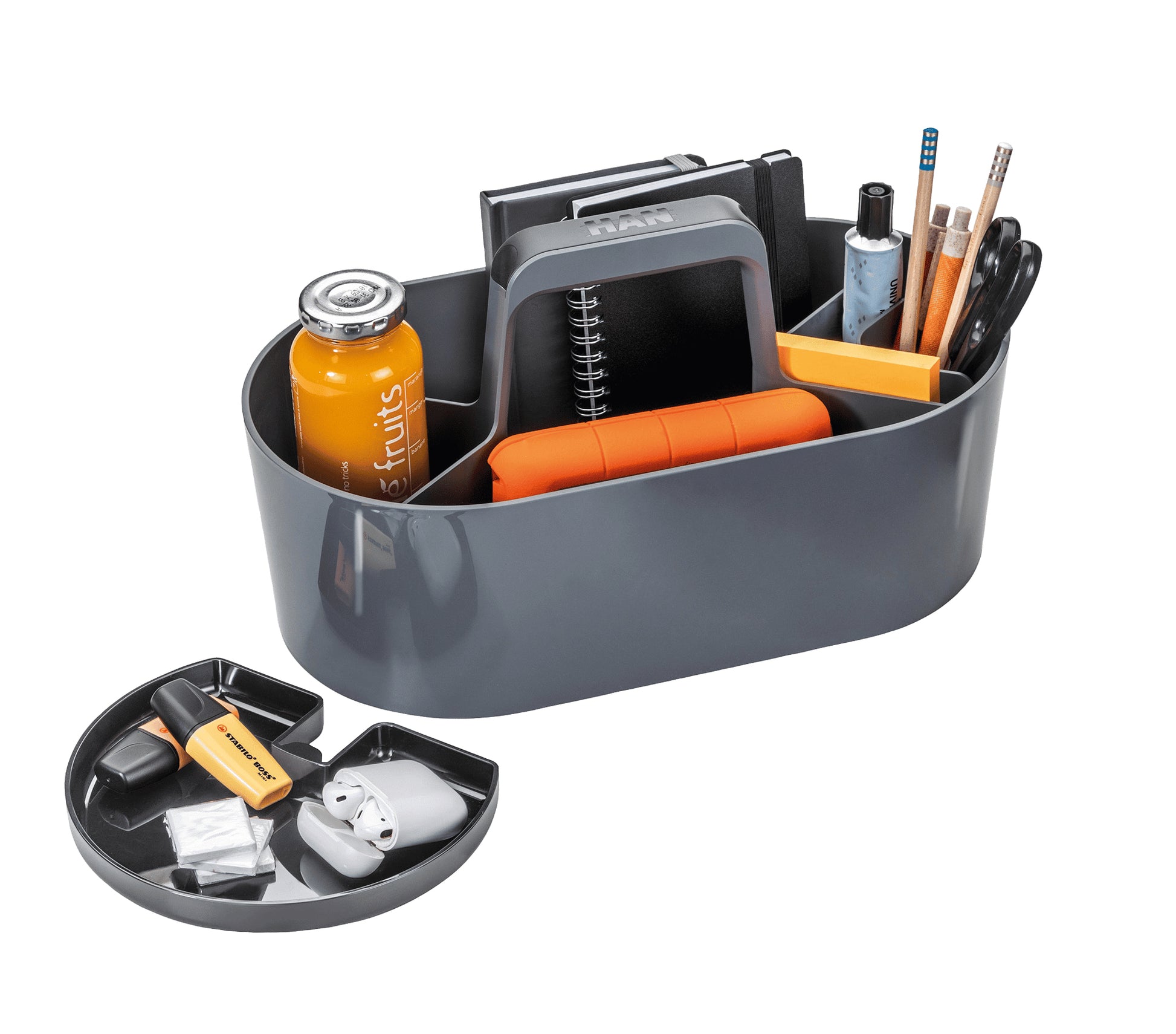 HAN Werkzeugkasten LOFT 1200-12 Aufbewahrungsbox – mit Trennelement, grau/transparent, ABS, B 340 × H 188 × T 187 mm