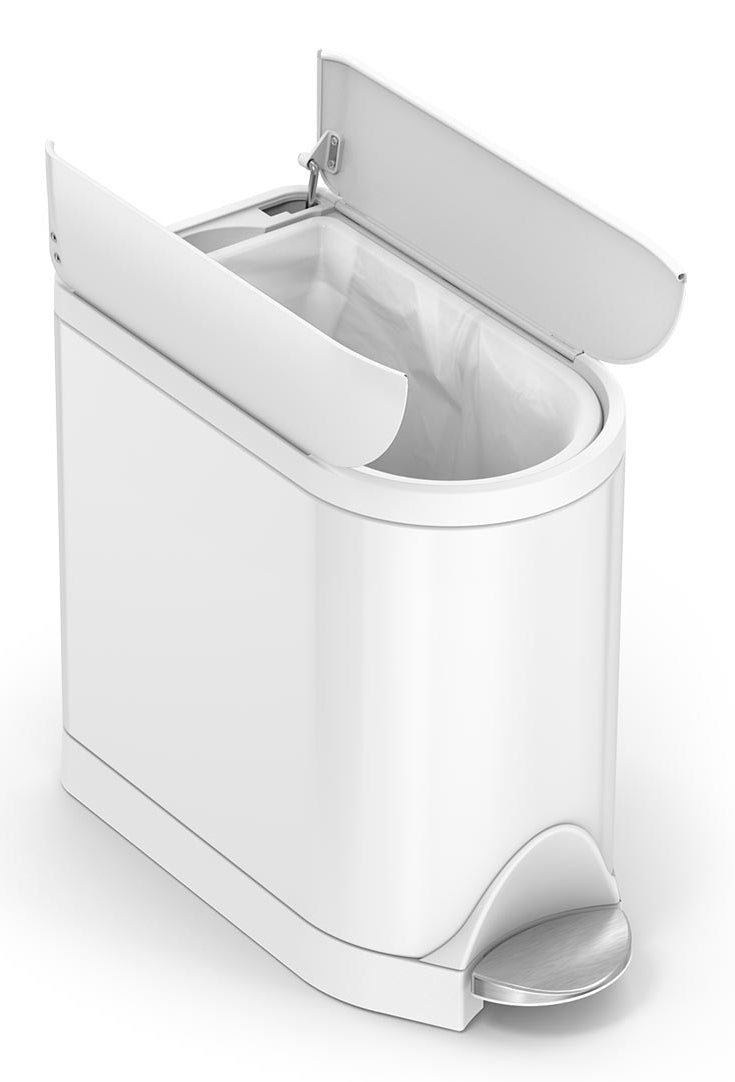 Simplehuman Treteimer CW2042 – 10 l – Stahl, Oval – Weiss