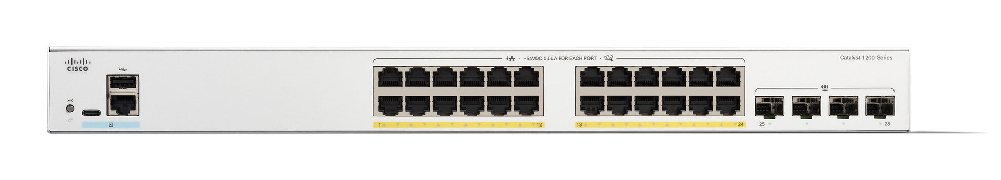 Cisco Catalyst C1200-24P-4G-RF – Managed Switch – 28×GbE, 4×SFP, L2, PoE 195 W, 1U