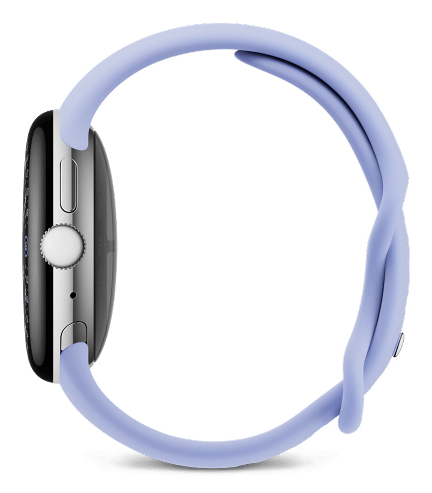 Google Pixel Watch 4 41 mm GPS + Cellular – Aluminium Silber, Sportarmband, Violett, 50 m