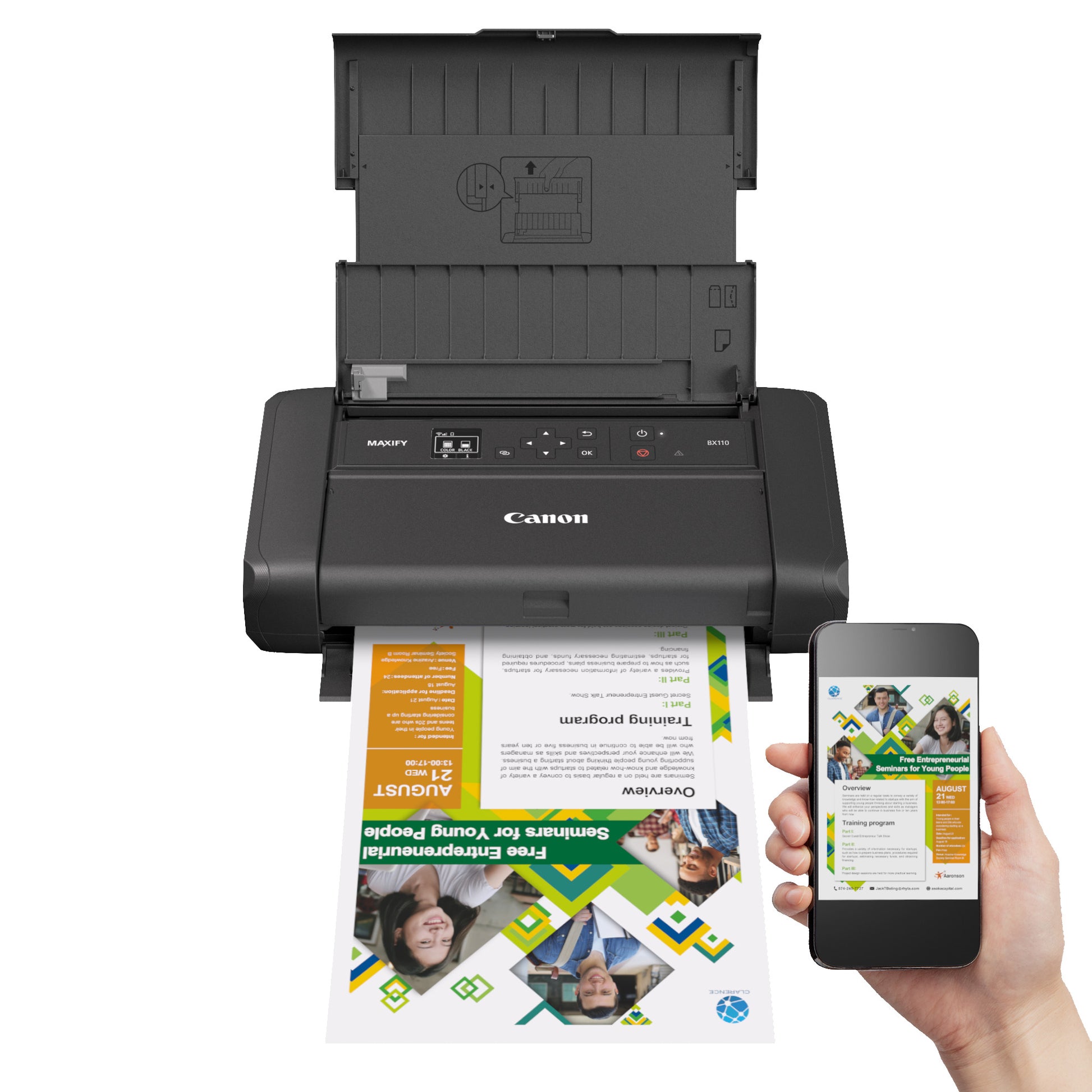 Canon MAXIFY BX110 – Mobildrucker, A4, manueller Duplex, WLAN, USB, inkl. Akku