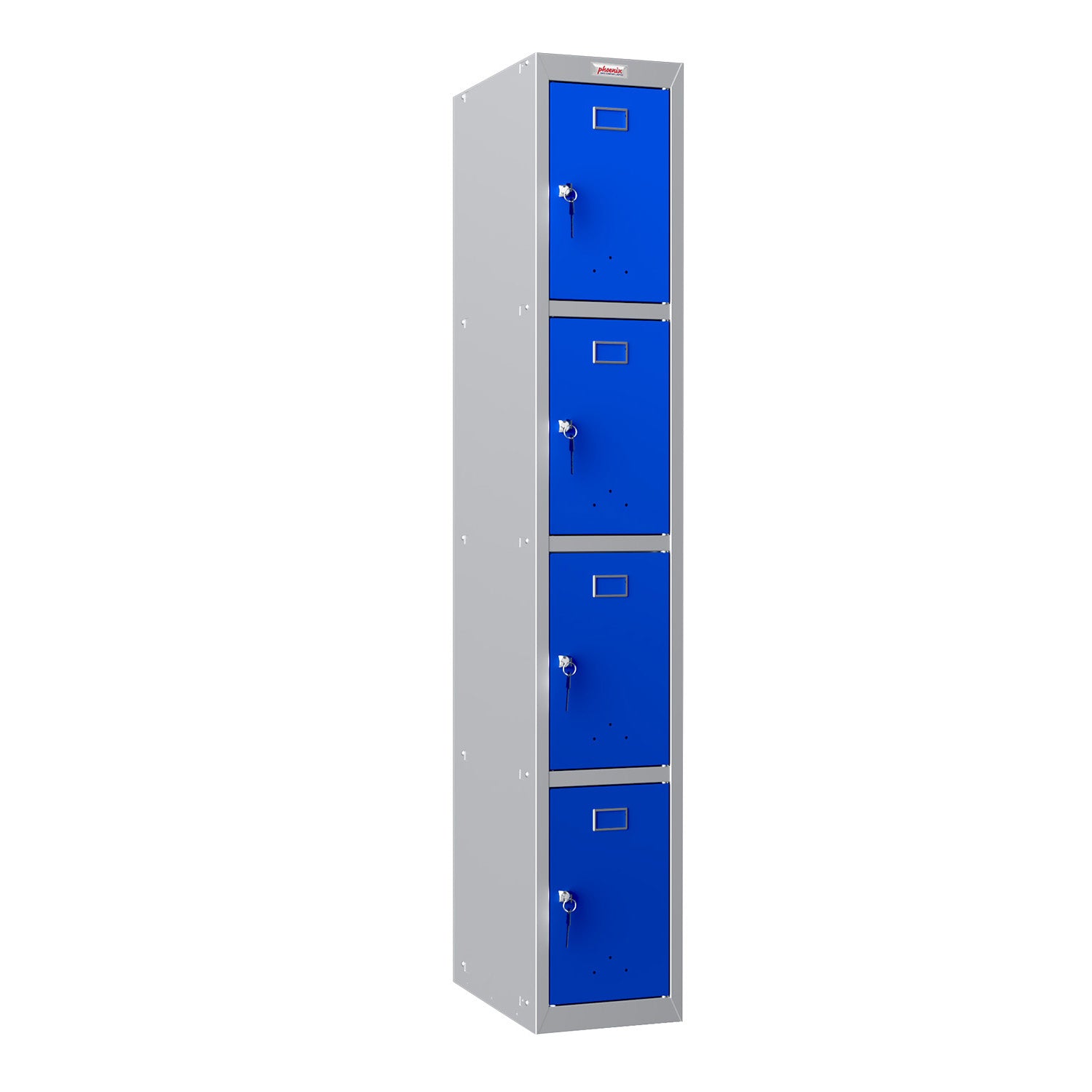 Phoenix Safe Co. PL1430 – Spind, 4 Türen, 300 × 500 × 1'830 mm, Grau/Blau, Stahl