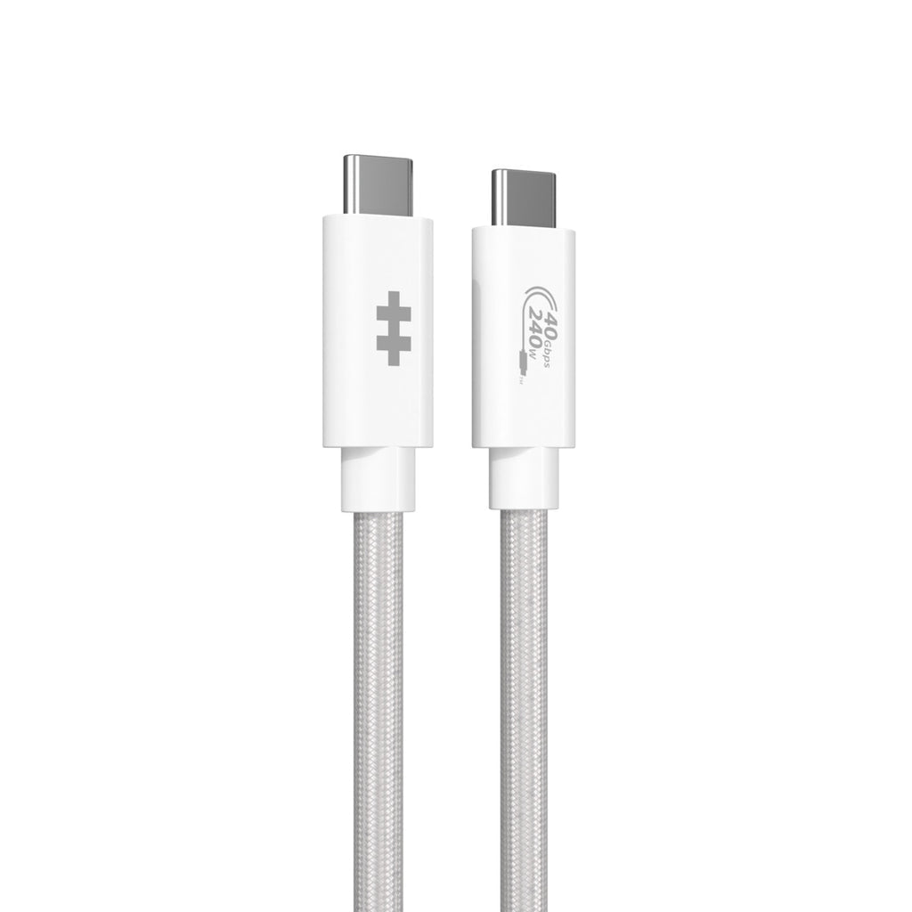HYPER USB-C auf USB-C Kabel – USB4 40 Gbit/s – 1,2 m – PD 240 W – Geflochten – Weiss