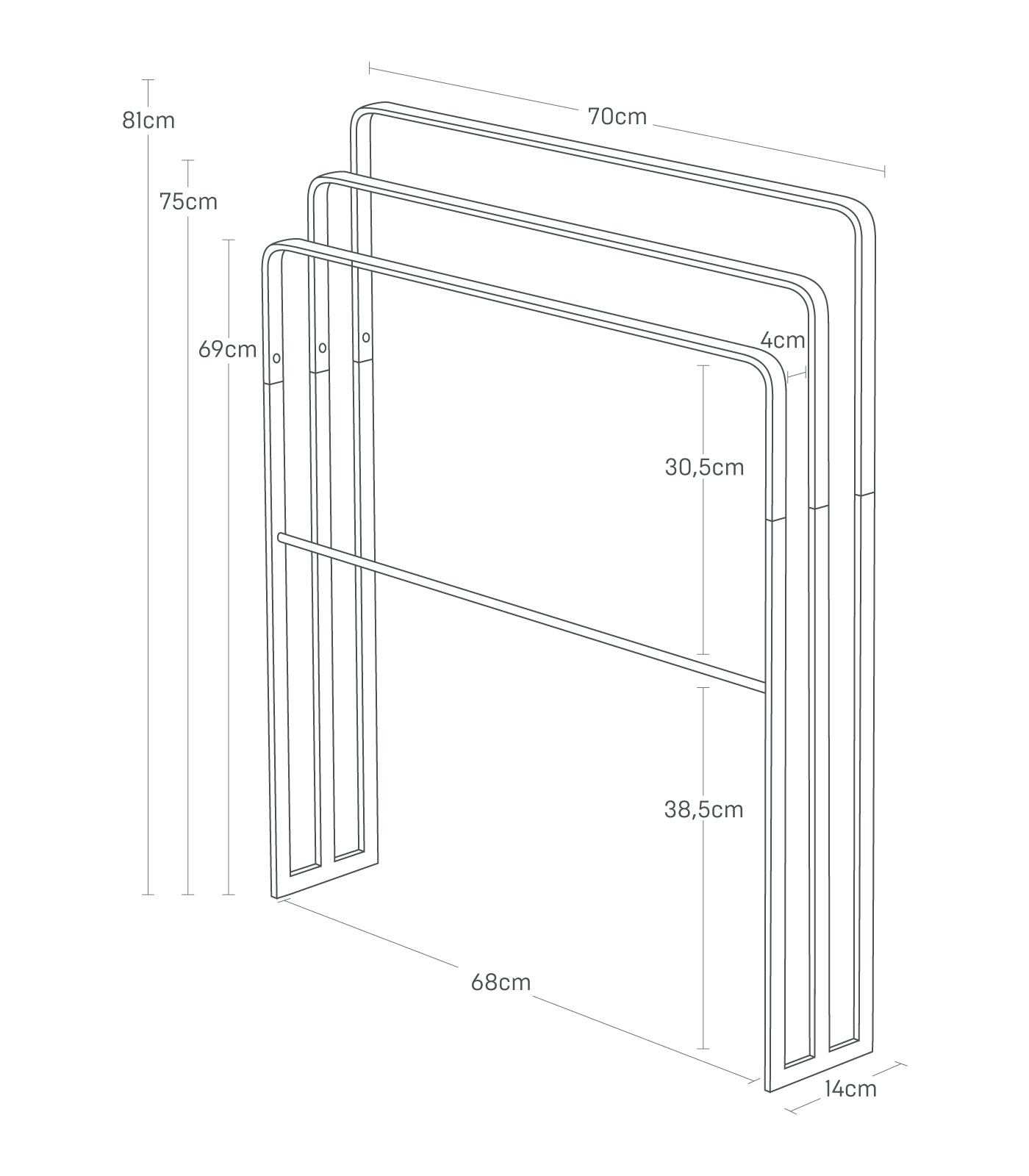 Yamazaki Handtuchständer TOWER – 14×70×81 cm, Stahl, Schwarz