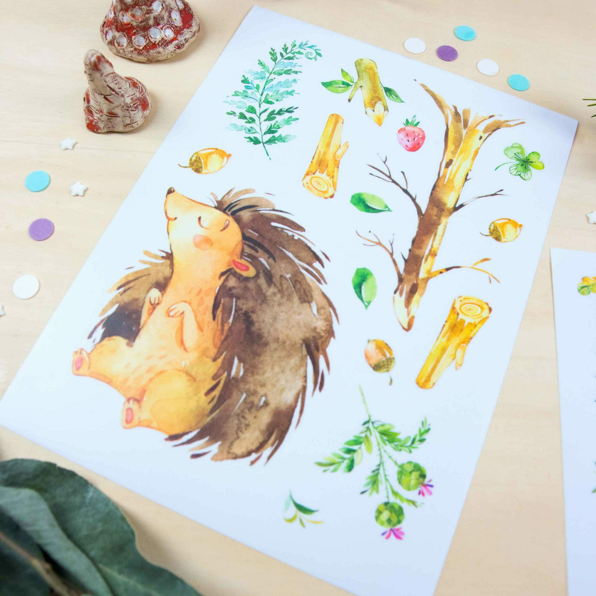 Papierdrachen Wandtattoos-Set – für 22 × 30 cm – Papier, mehrfarbig, 8-teilig