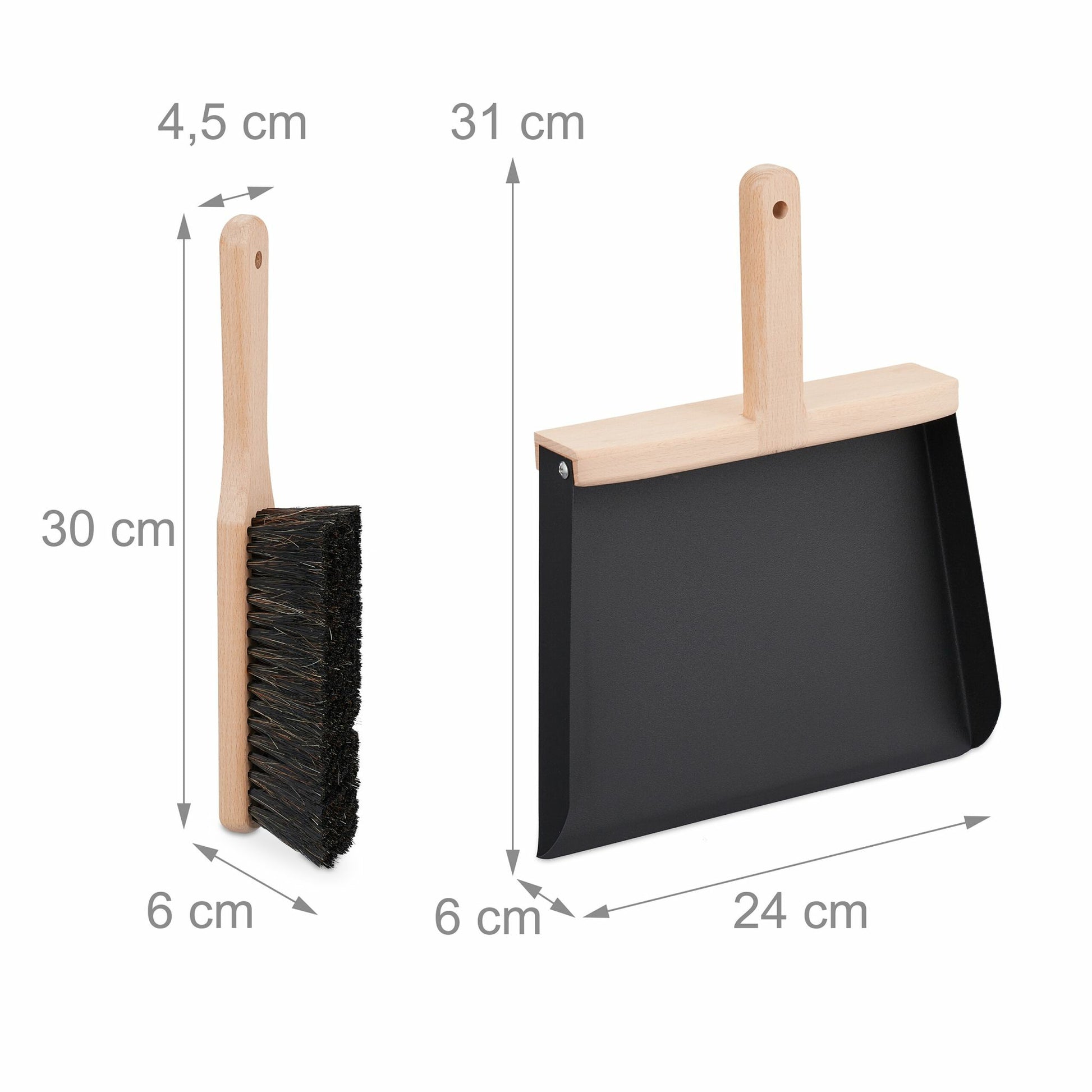 Relaxdays Kehrgarnitur – 24 cm Wischbreite – Holz – schwarz