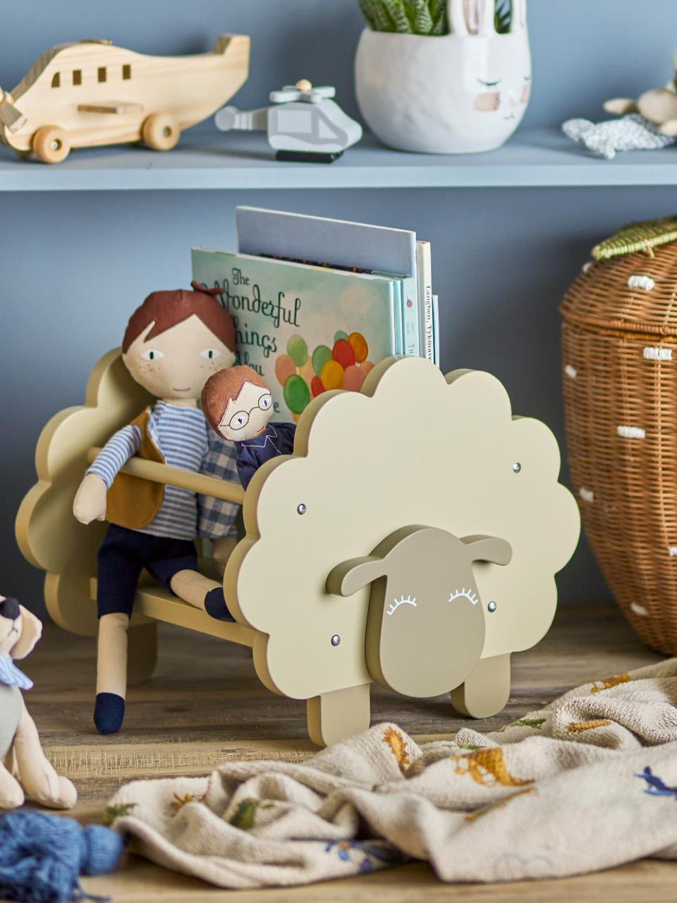 Bloomingville Bücherregal, Dolly Schaf – 1 Boden – 35,0 × 30,5 × 30,0 cm – grau – MDF/Eisen