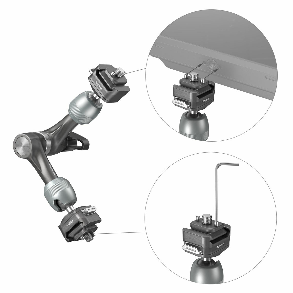SmallRig HawkLock H21 Rosette Magic Arm 7 Halterung – Aluminium, 242 g, 103,5 × 43,5 × 65 mm – Grau