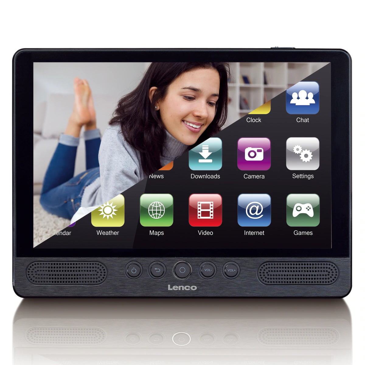 Lenco TDV-1001 – 10" Portabler DVD-Player, Android, Schwarz