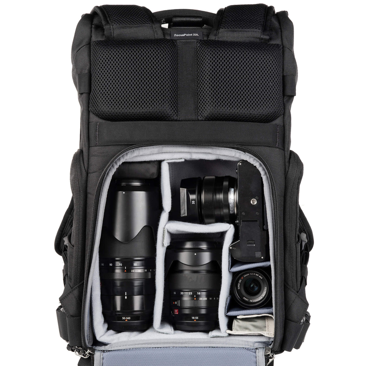 Think Tank 22L RollTop Kamerarucksack – 23 l, für Notebooks bis 35,6 cm (14") – Regenhülle – Schwarz
