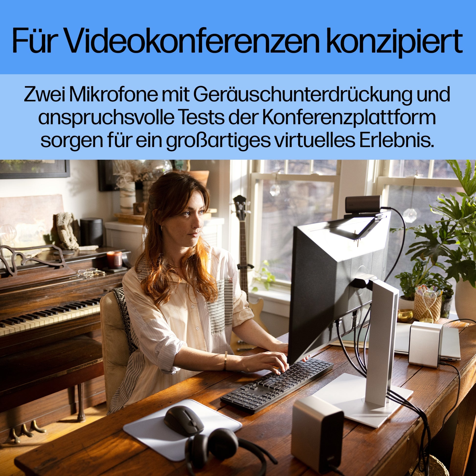 HP 960 Webcam – 4K Ultra HD, 30 fps, Autofokus, USB-A – Silber