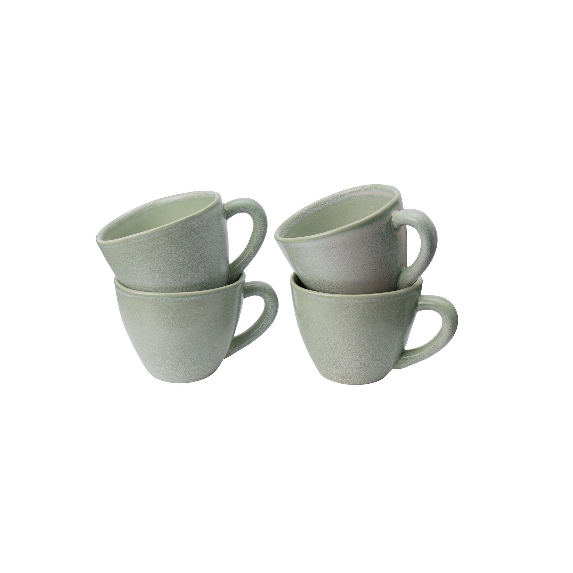 URBANARA Kaffeetasse – 0,20 l, Steingut, Pistazie, spülmaschinenfest, mikrowellengeeignet, 4 Stück