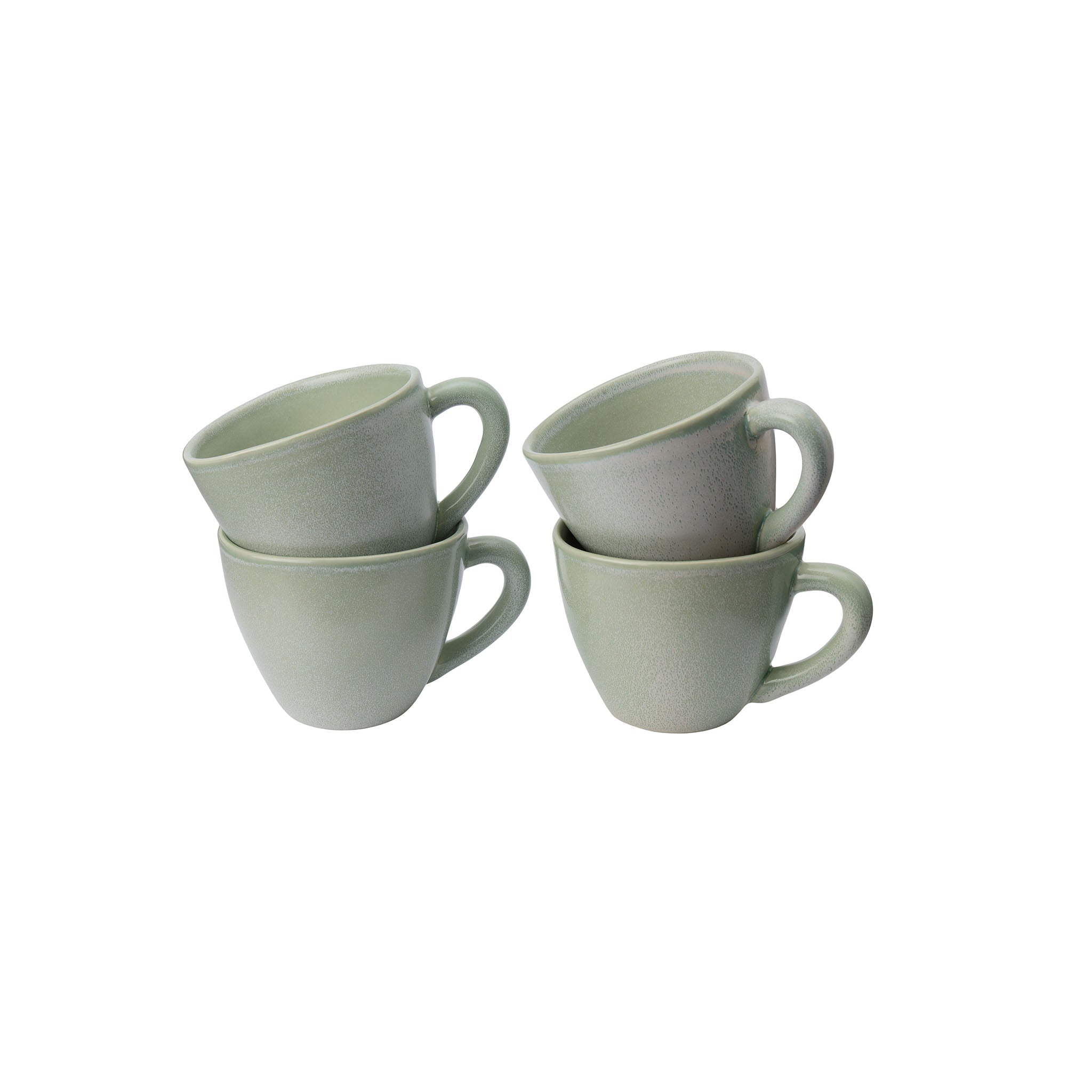 URBANARA Kaffeetasse – 0,20 l, Steingut, Pistazie, spülmaschinenfest, mikrowellengeeignet, 4 Stück