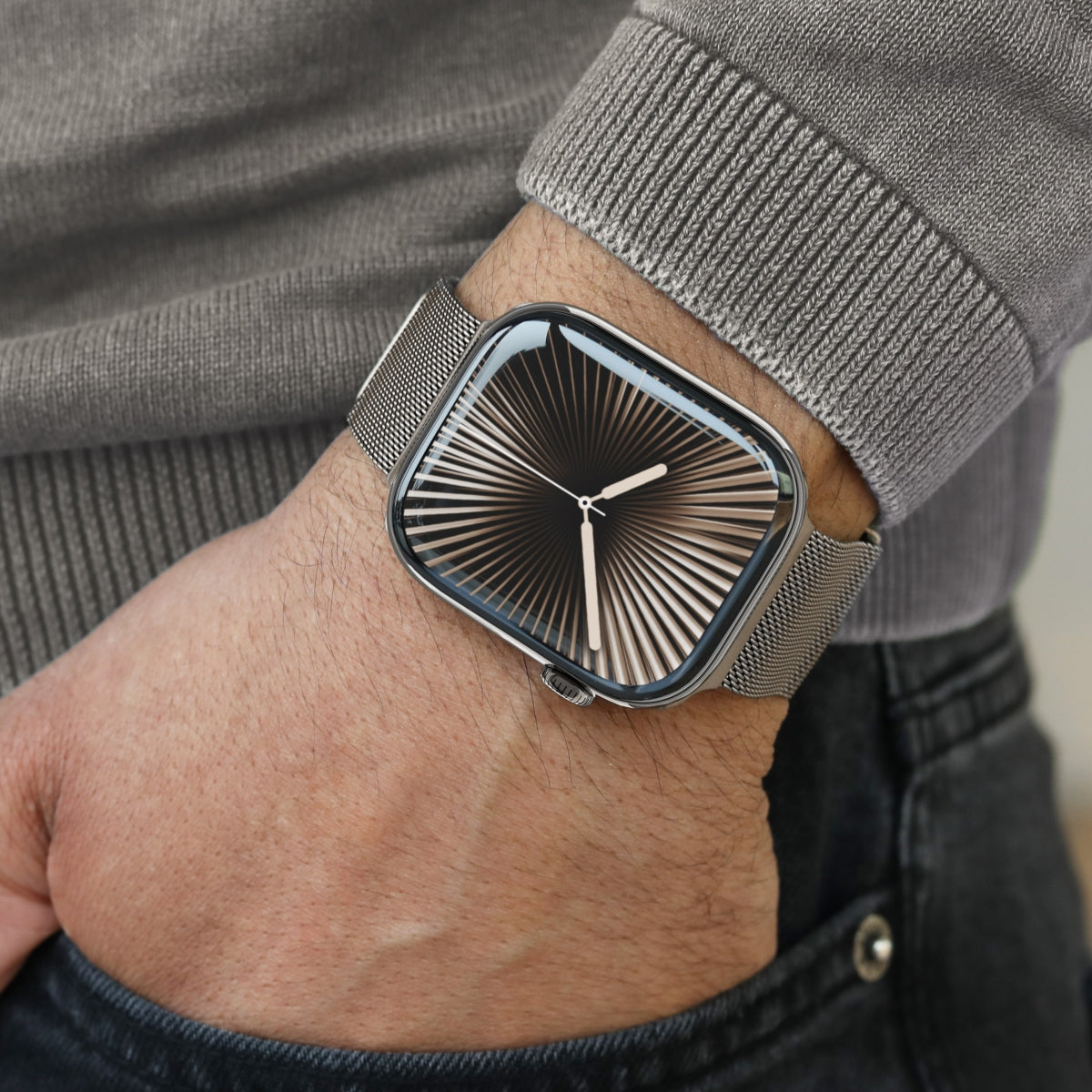 Vonmählen Milanese Loop 2 – Armband – für Apple Watch 40/41/42 mm, Desert Sand, Edelstahl