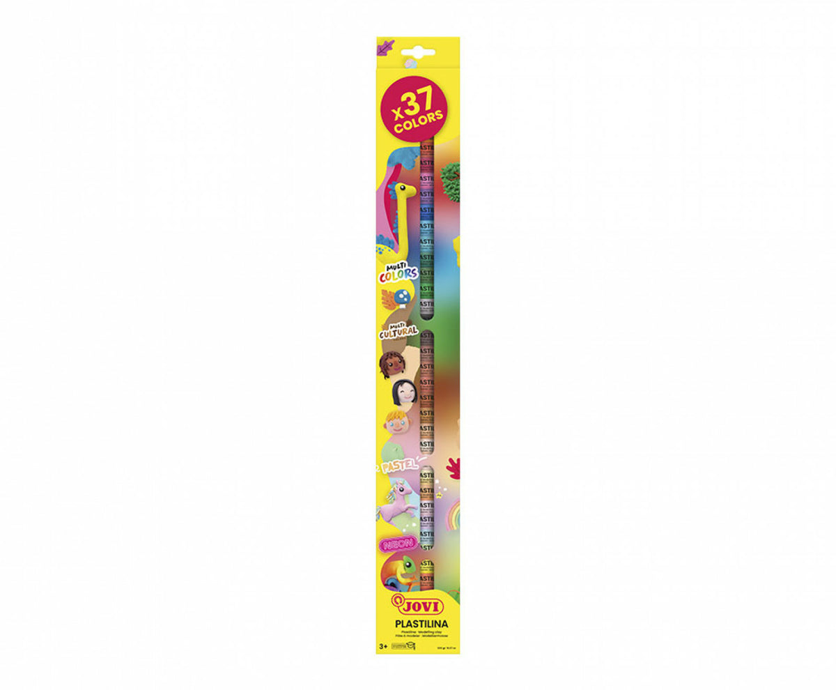Jovi Knetmasse (weich), Plastilina, Mehrfarbig, Leuchteffekt, 15 g pro Stück, 37 Stück