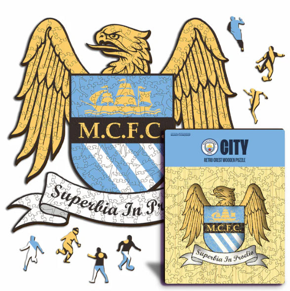 Iconic Puzzles Puzzle Man City FC Retro Logo – 270 Teile – 37,5×35 cm – ab 10 J. – Holz – mehrfarbig – FSC