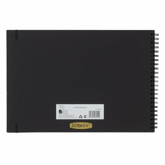 Derwent Spiral-Skizzenbuch – A3 quer – 200 g/m² – Spiralbindung – 40 Blatt – Schwarz