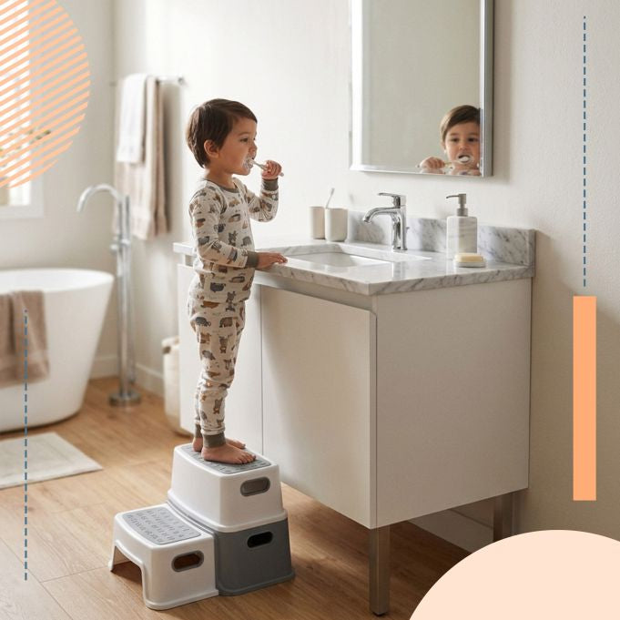 Relaxdays Tritthocker für Kinder 2 Stufen – Kunststoff (PP/TPE) – Grau/Weiss – 330 × 255 × 385 mm – 75 kg