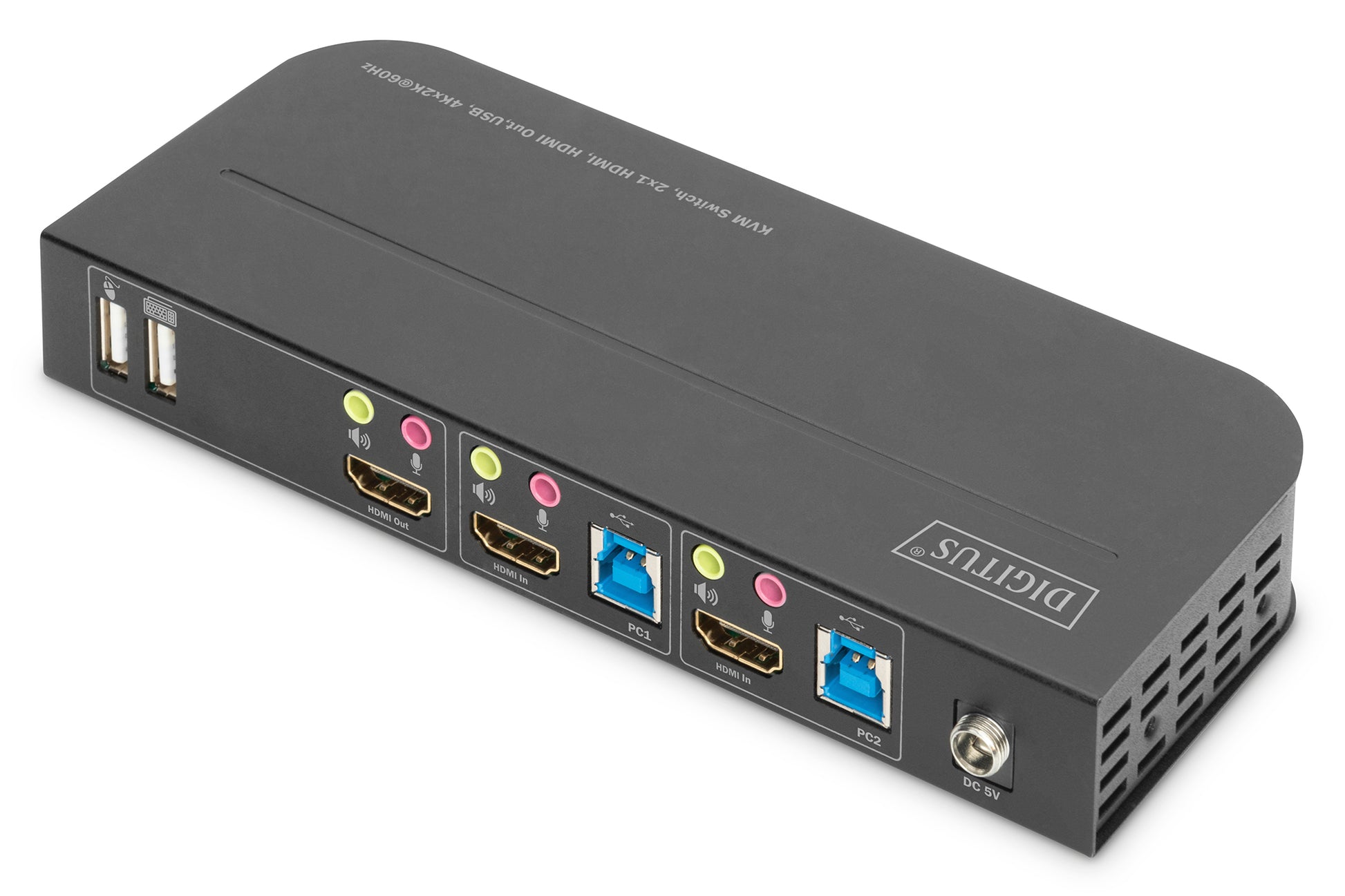 Digitus KVM-Switch 2×1, HDMI/USB 3.2 Gen 1/USB 2.0, 4K (4096 × 2160), 18 Gbit/s, HDR, HDCP