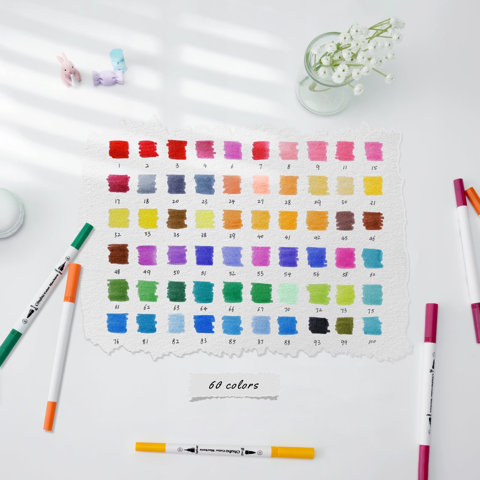 Ohuhu Maui Serie Fineliner Set – 60 Stk., fein, sortiert