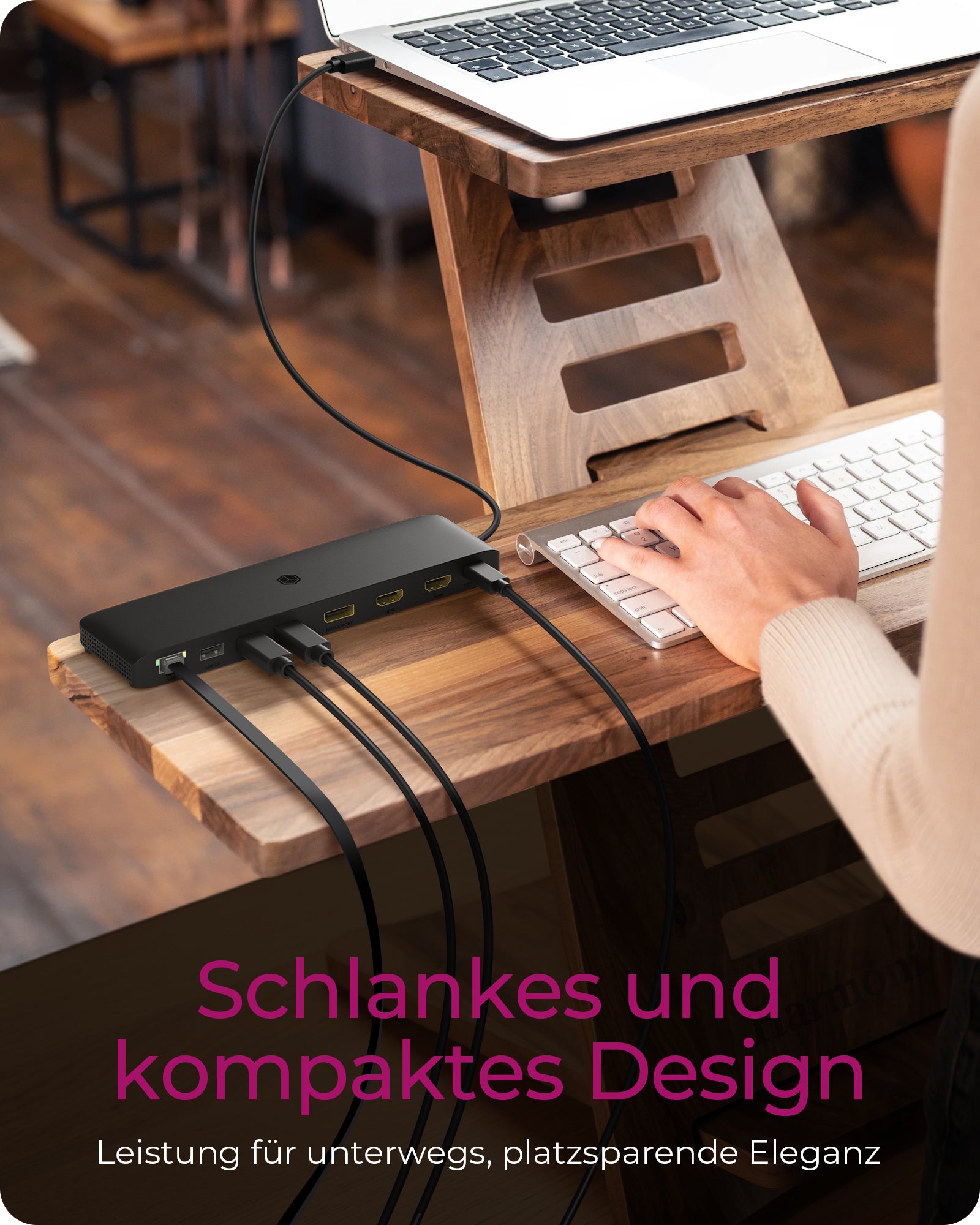 ICY BOX IB-DK2116-C Dockingstation – USB-C, 1× DP, 2× HDMI, 4× USB-A, 100 W PD, GbE, SD/microSD, 3,5 mm Audio