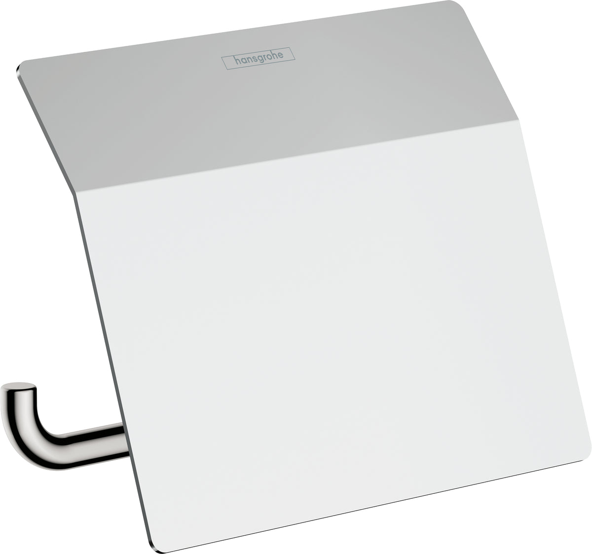 Hansgrohe Toilettenpapierhalter – chrom, wandmontiert, mit Deckel, 11,6 × 15,3 × 8,6 cm