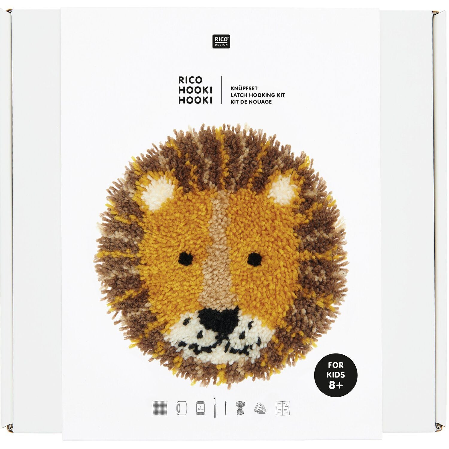 Rico Design Hooki Hooki – Makramee-Set – Löwe – 28 × 28 cm – ab 8 Jahren