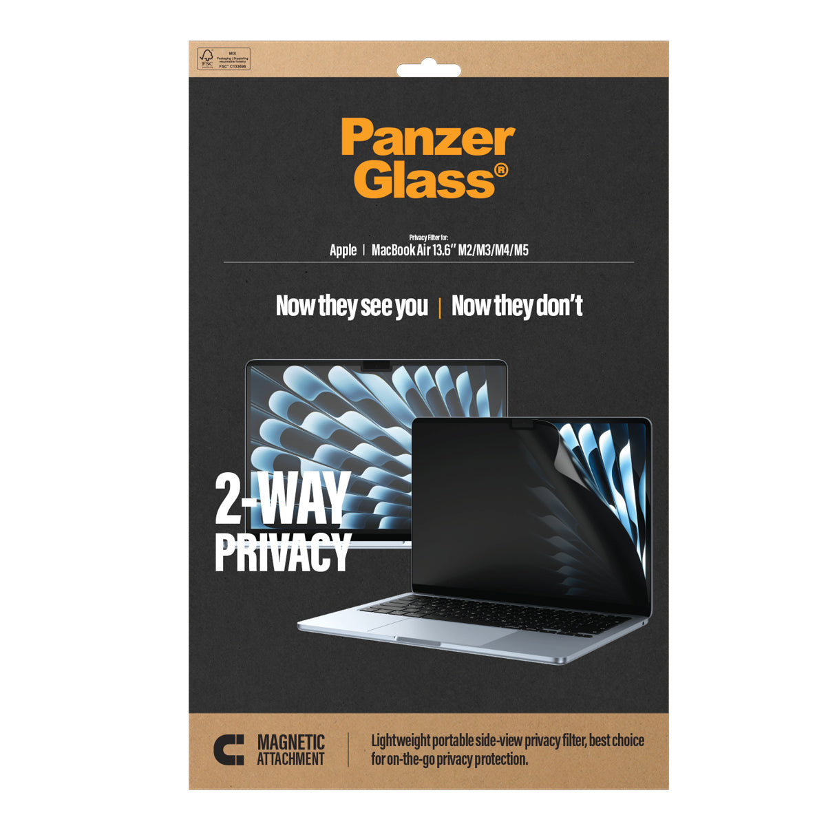 PanzerGlass Magnetischer Blickschutzfilter für Apple MacBook Air 13,6", 16:10 – 197 × 299,8 mm, 2-Wege