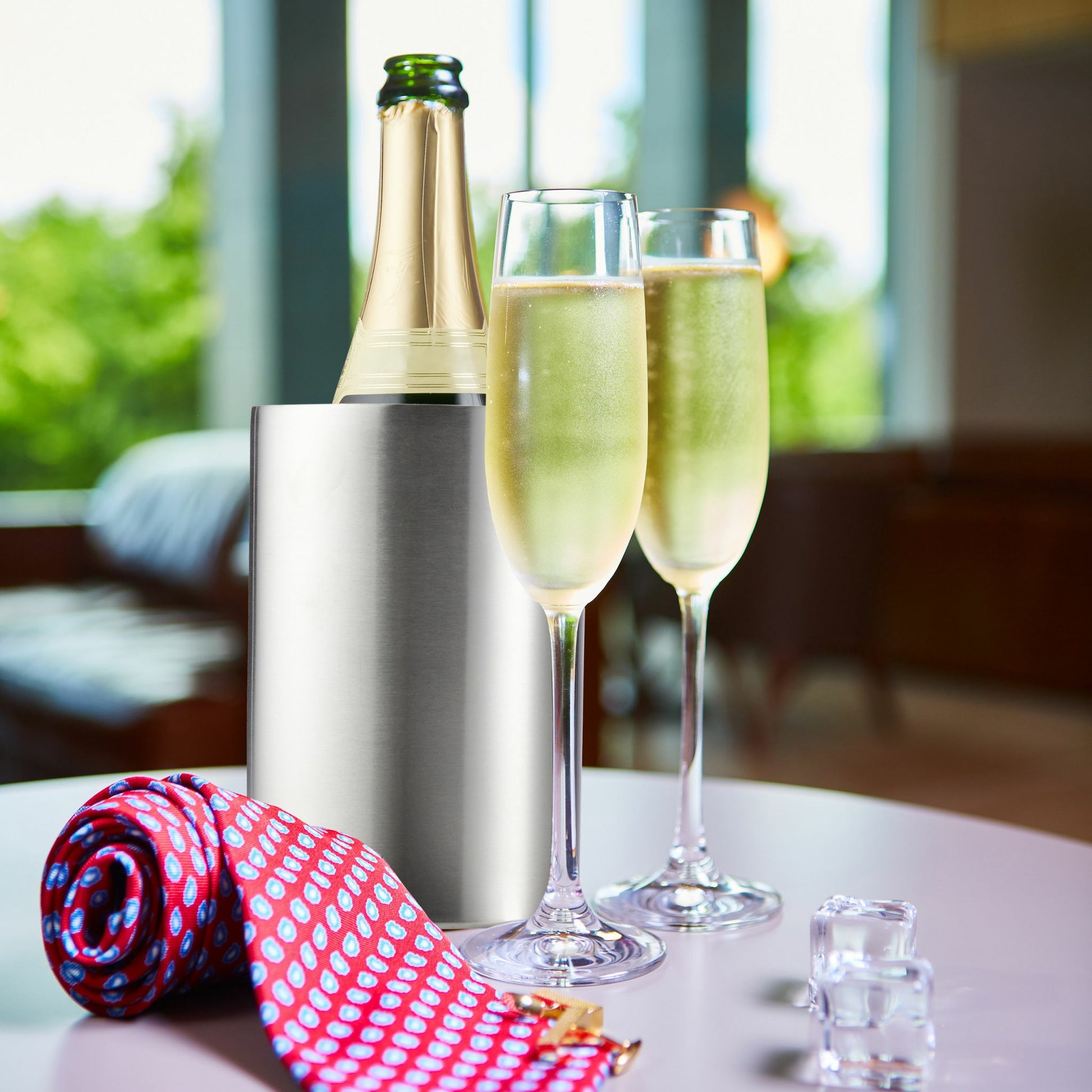 Relaxdays Weinkühler – 750 ml, 12 × 12 × 18 cm, Edelstahl, für 1 Flasche