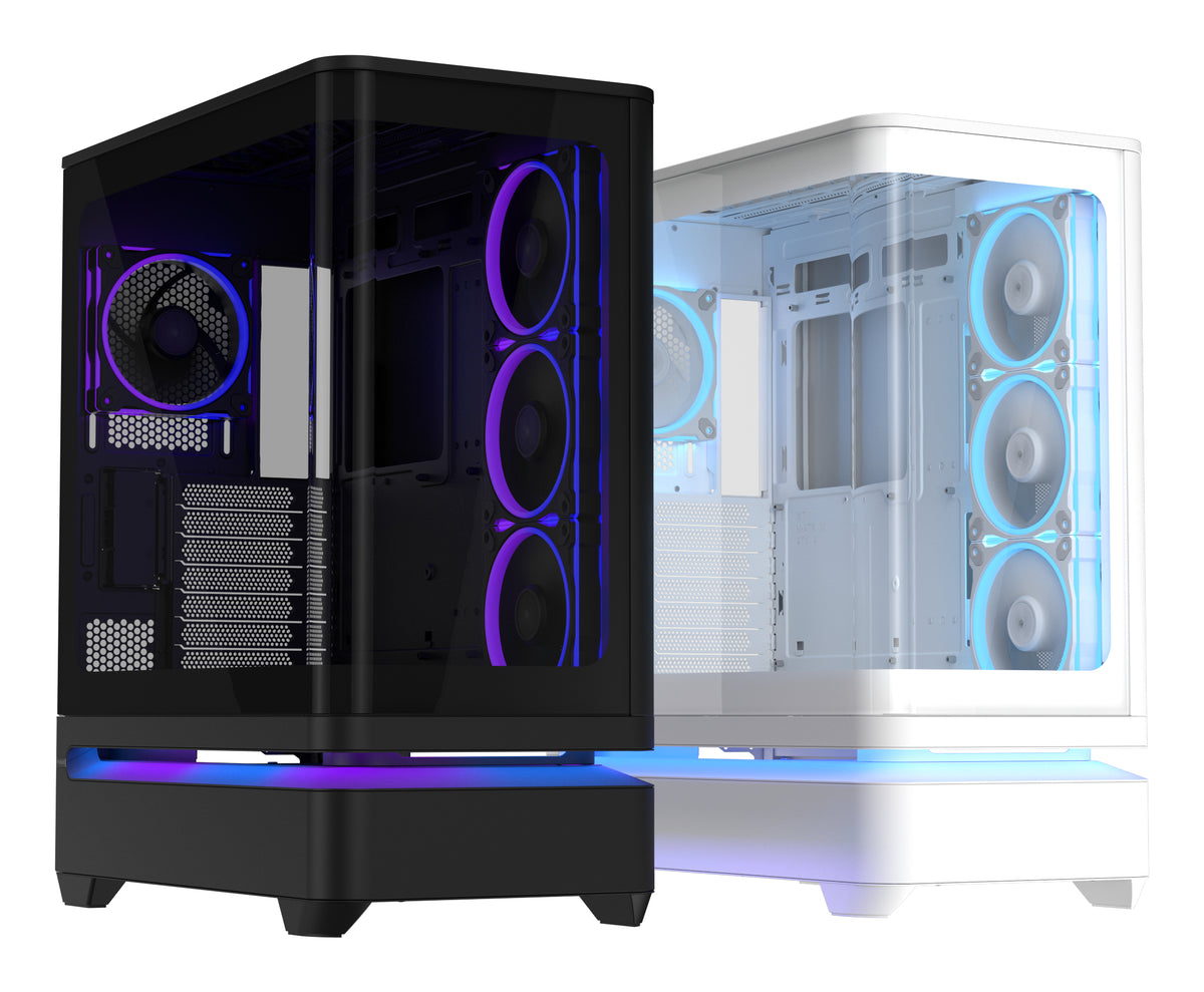 ASUS PRIME AP304 TG – PC-Gehäuse – Schwarz, Seitenfenster, ARGB, 4×120 mm, ATX/mATX/Mini-ITX, 450×240×535 mm