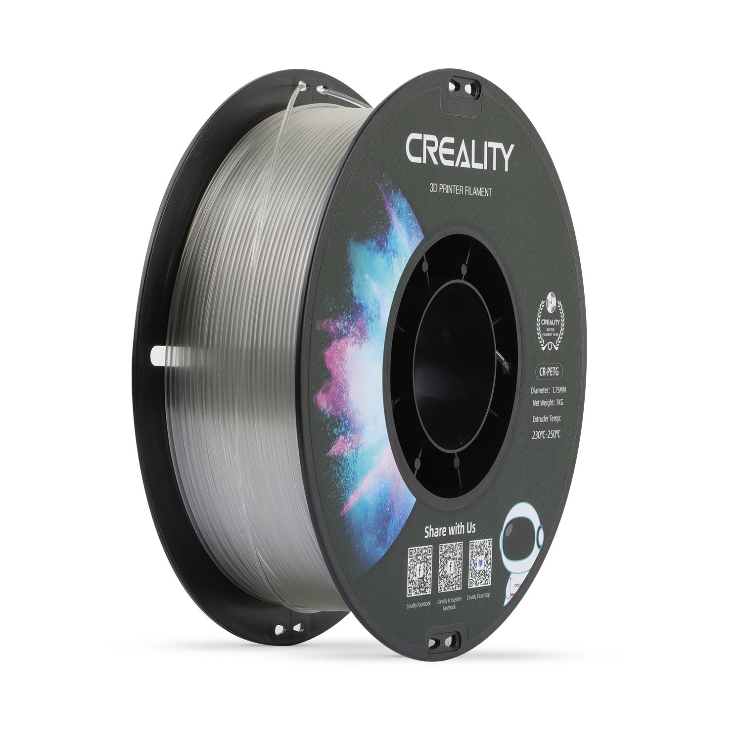 Creality 3D-Drucker-Filament PETG 1,75 mm Transparent, 1 kg – für FDM-3D-Drucker